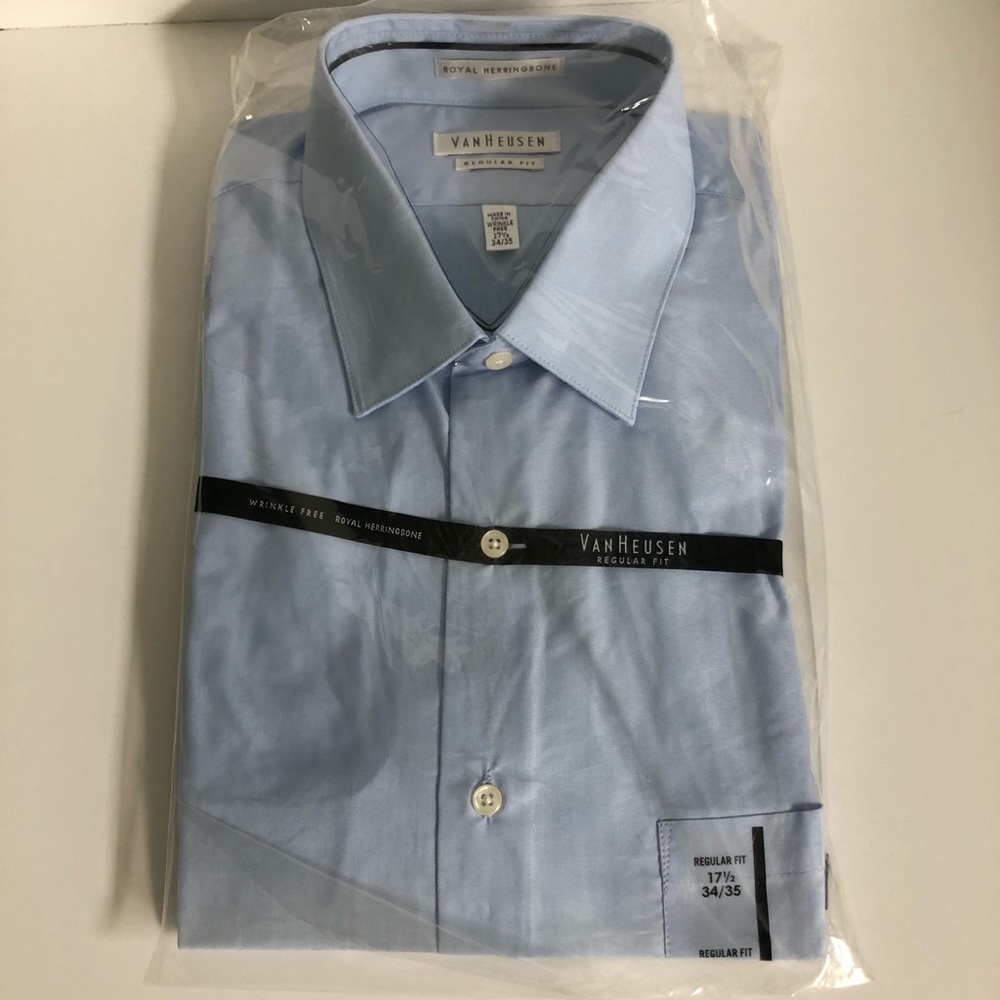 Men’s NIP Van Heusen blue dress shirt 17 1/2 34-35